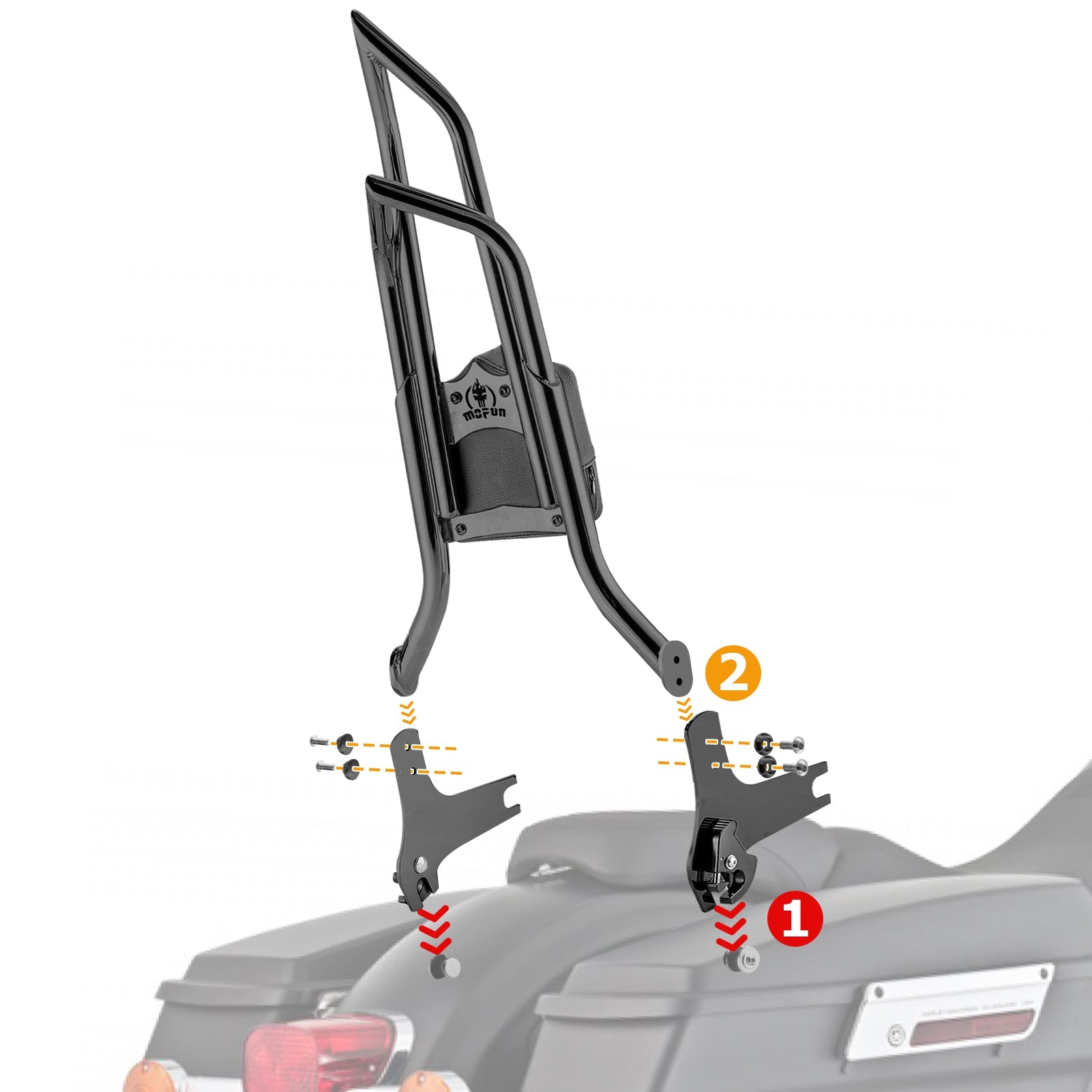 1997 - 2008 Harley Touring Gloss Black Quick Detachable 27