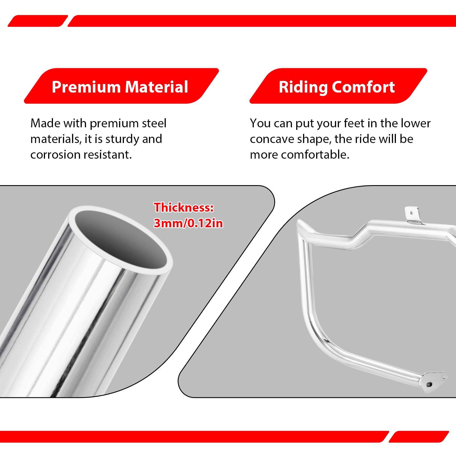 1997 - 2008 Harley Touring Models Bolt - On Flat - Sharp Angle Front Engine Guard Crash Bar - Mofun - 90201052