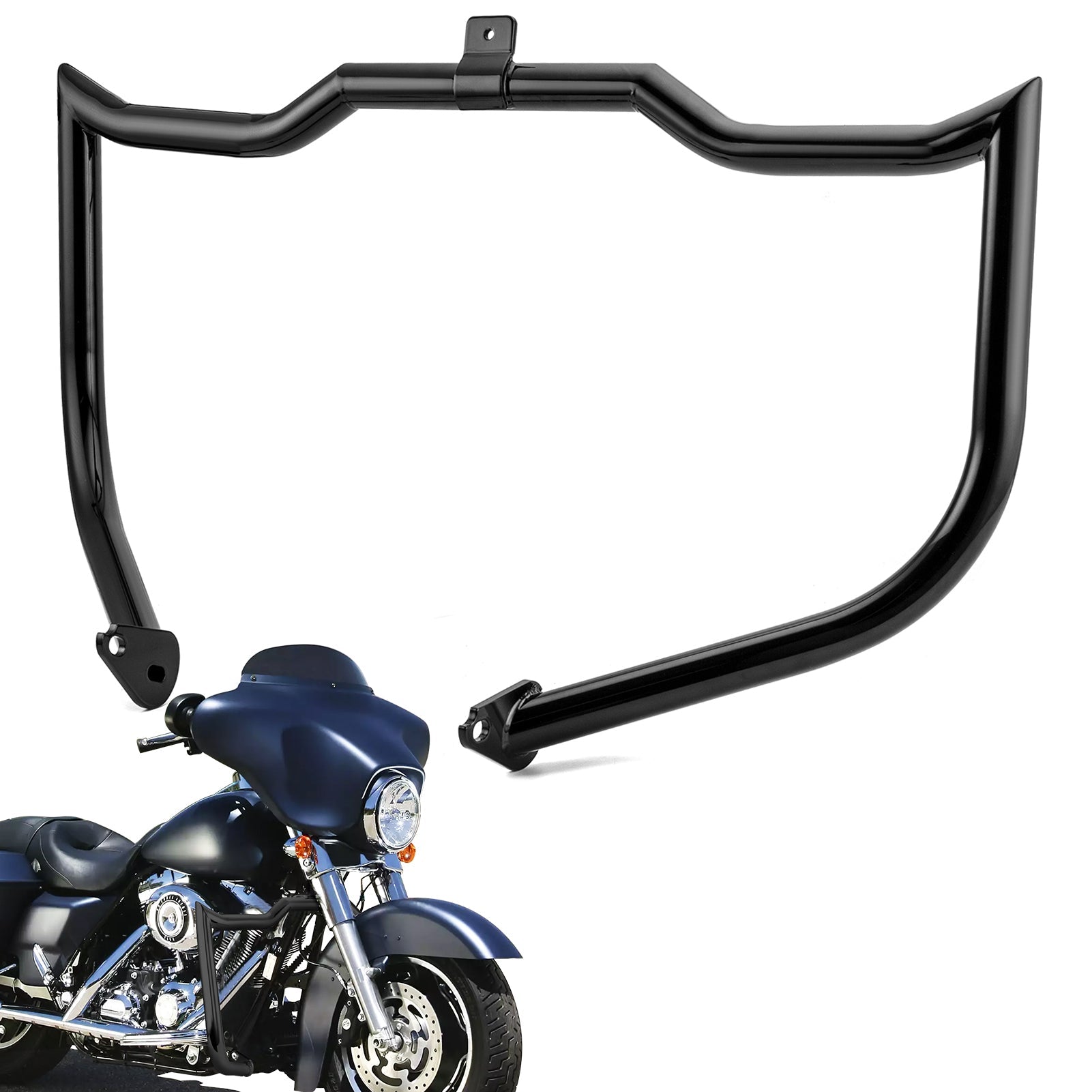 1997 - 2008 Harley Touring Models Bolt - On Flat - Sharp Angle Front Engine Guard Crash Bar - Mofun - 90201052