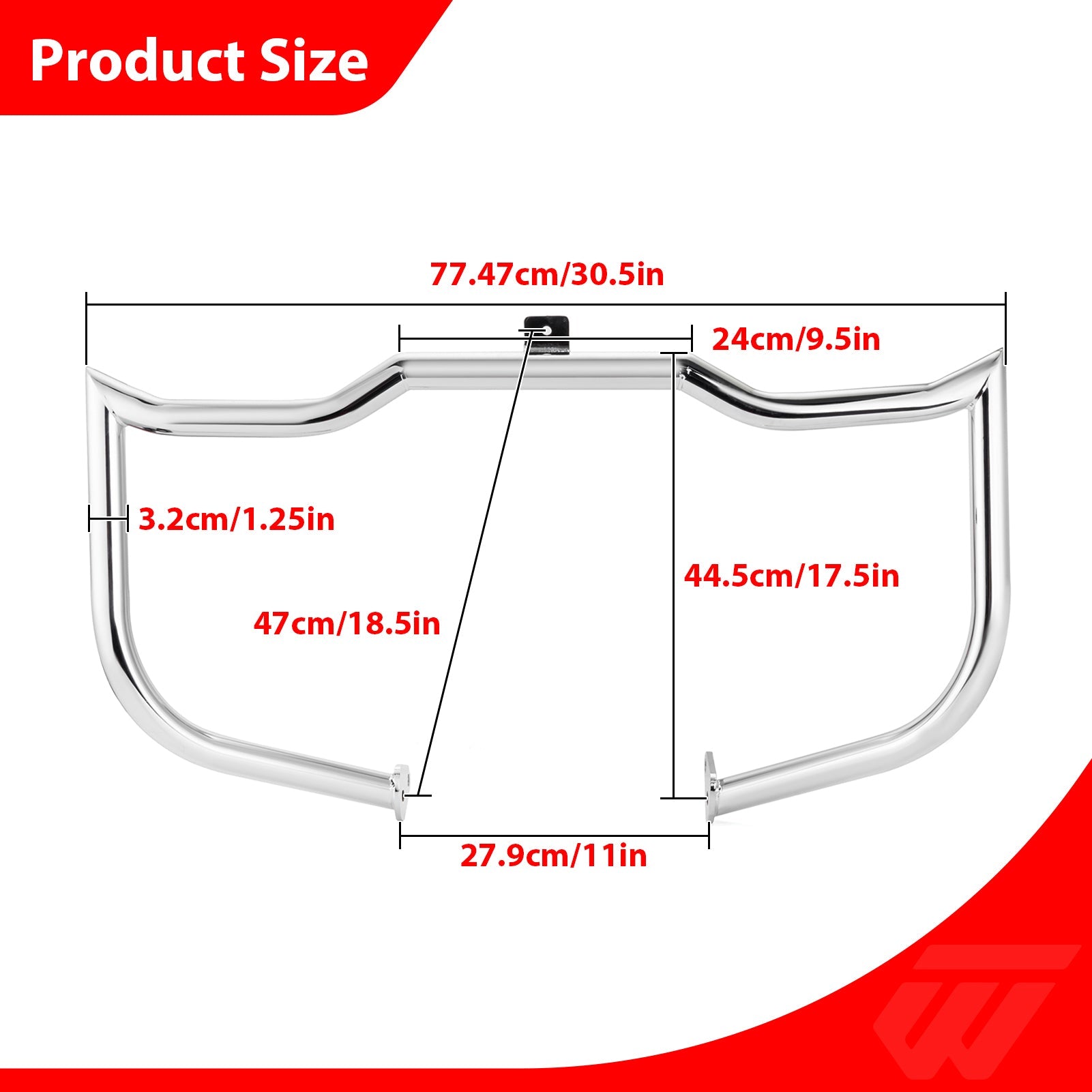 1997 - 2008 Harley Touring Models Bolt - On Flat - Sharp Angle Front Engine Guard Crash Bar - Mofun - 90201052