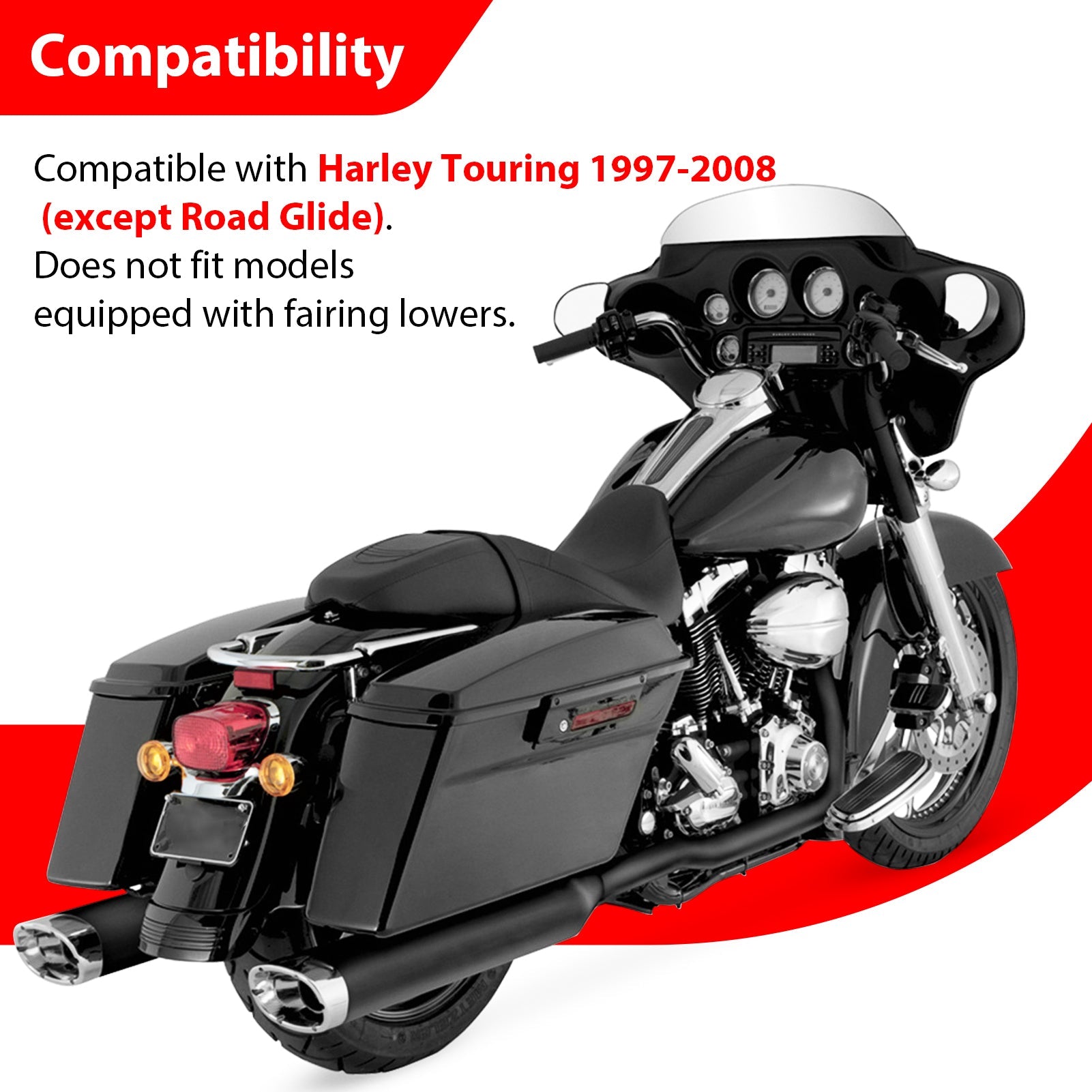 1997 - 2008 Harley Touring Models Bolt - On Flat - Sharp Angle Front Engine Guard Crash Bar - Mofun - 90201052