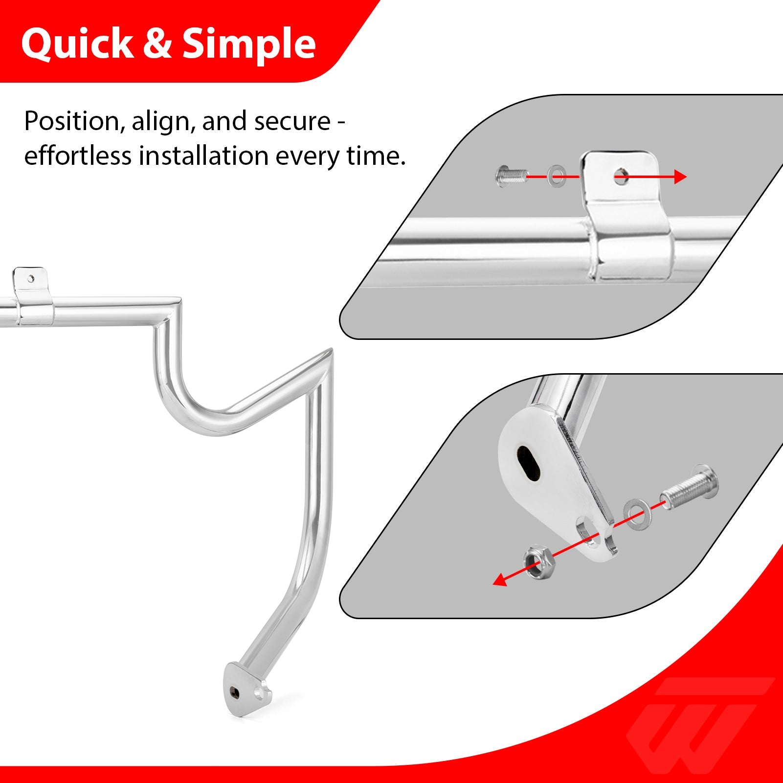 1997 - 2008 Harley Touring Models Bolt - On Sharp Angle Front Engine Guard Crash Bar - Mofun - 90201050