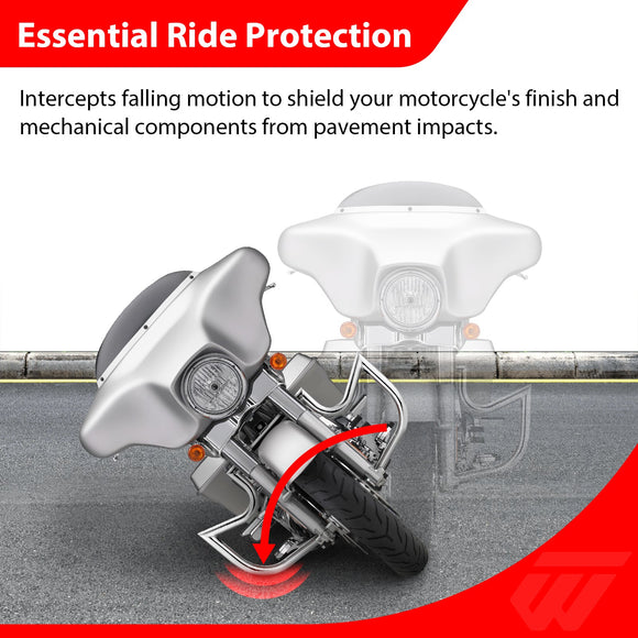 1997 - 2008 Harley Touring Models Bolt - On Sharp Angle Front Engine Guard Crash Bar - Mofun - 90201050