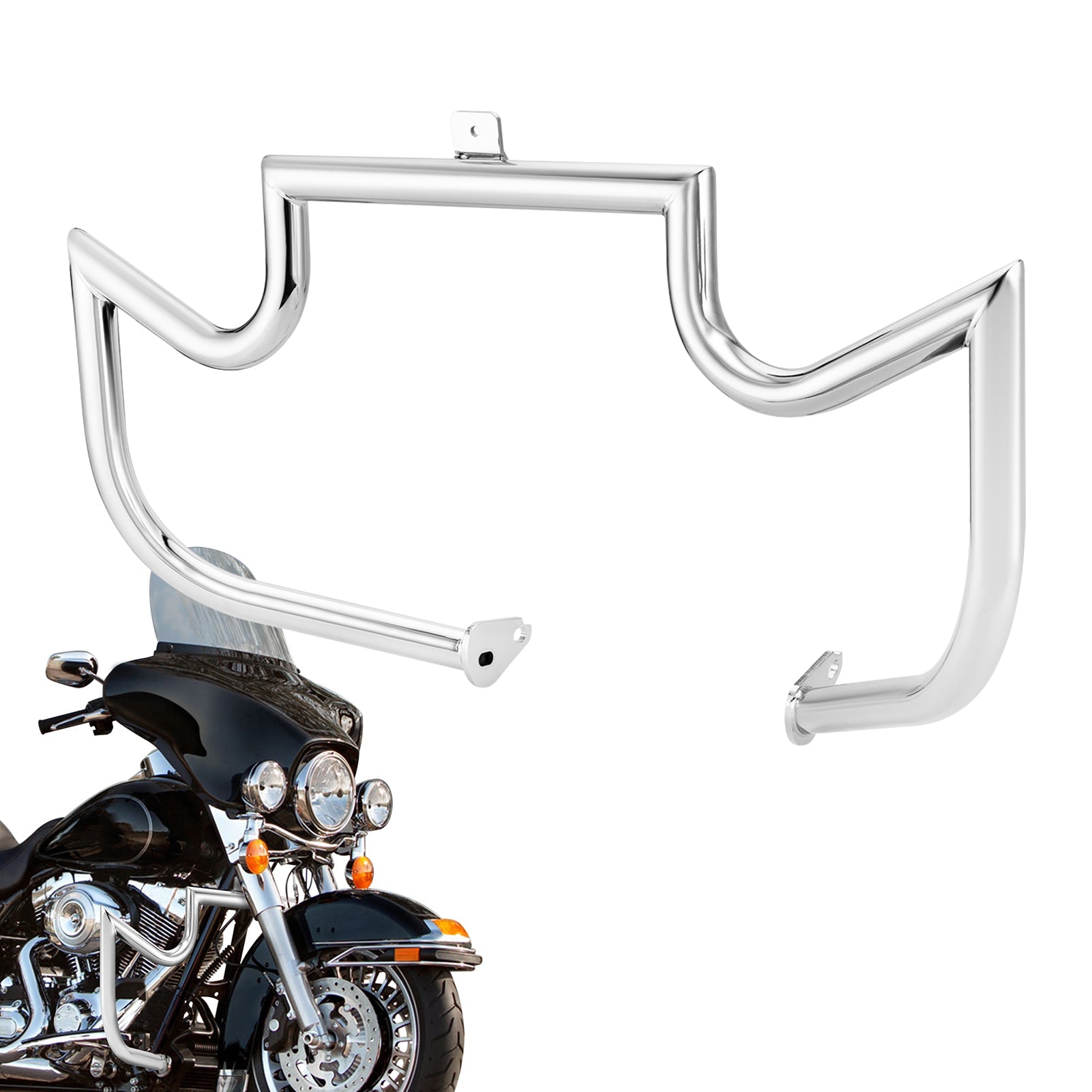 1997 - 2008 Harley Touring Models Bolt - On Sharp Angle Front Engine Guard Crash Bar - Mofun - 90201049