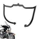 1997 - 2008 Harley Touring Models Gloss Black Flat - Sharp Angle Front Highway Engine Guard Crash Bar - Mofun - 90201058
