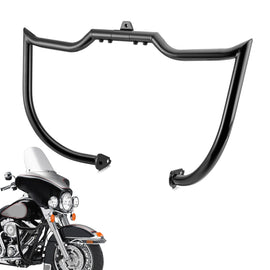 1997 - 2008 Harley Touring Models Gloss Black Flat - Sharp Angle Front Highway Engine Guard Crash Bar - Mofun - 90201058