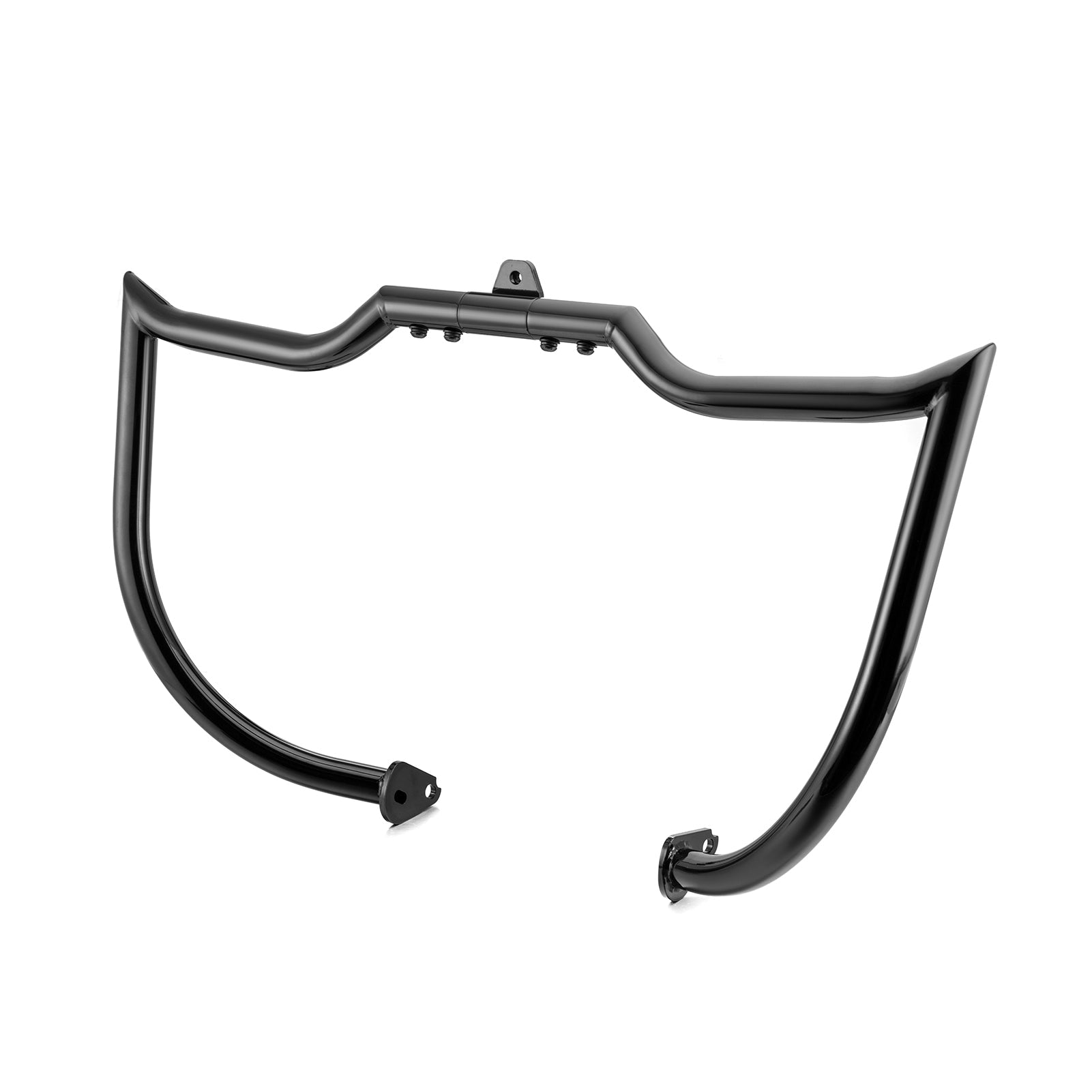 1997 - 2008 Harley Touring Models Gloss Black Flat - Sharp Angle Front Highway Engine Guard Crash Bar - Mofun - 90201058