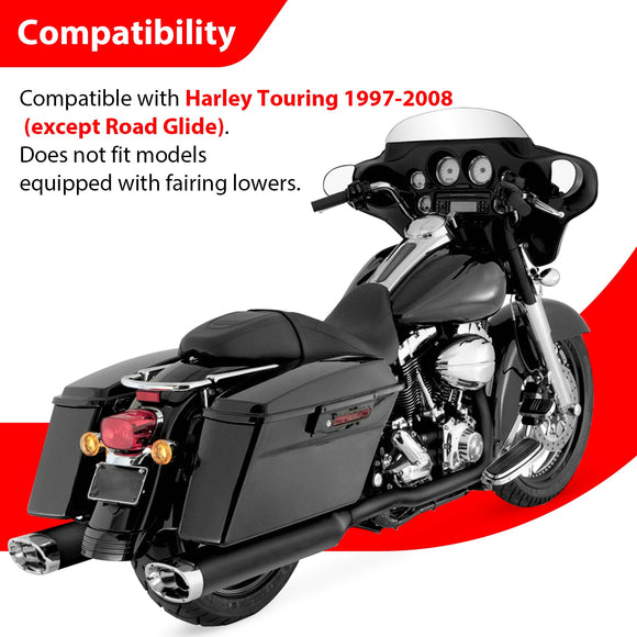 1997 - 2008 Harley Touring Models Gloss Black Mustache - sharp Front Highway Engine Guard Crash Bar - Mofun - 90201060