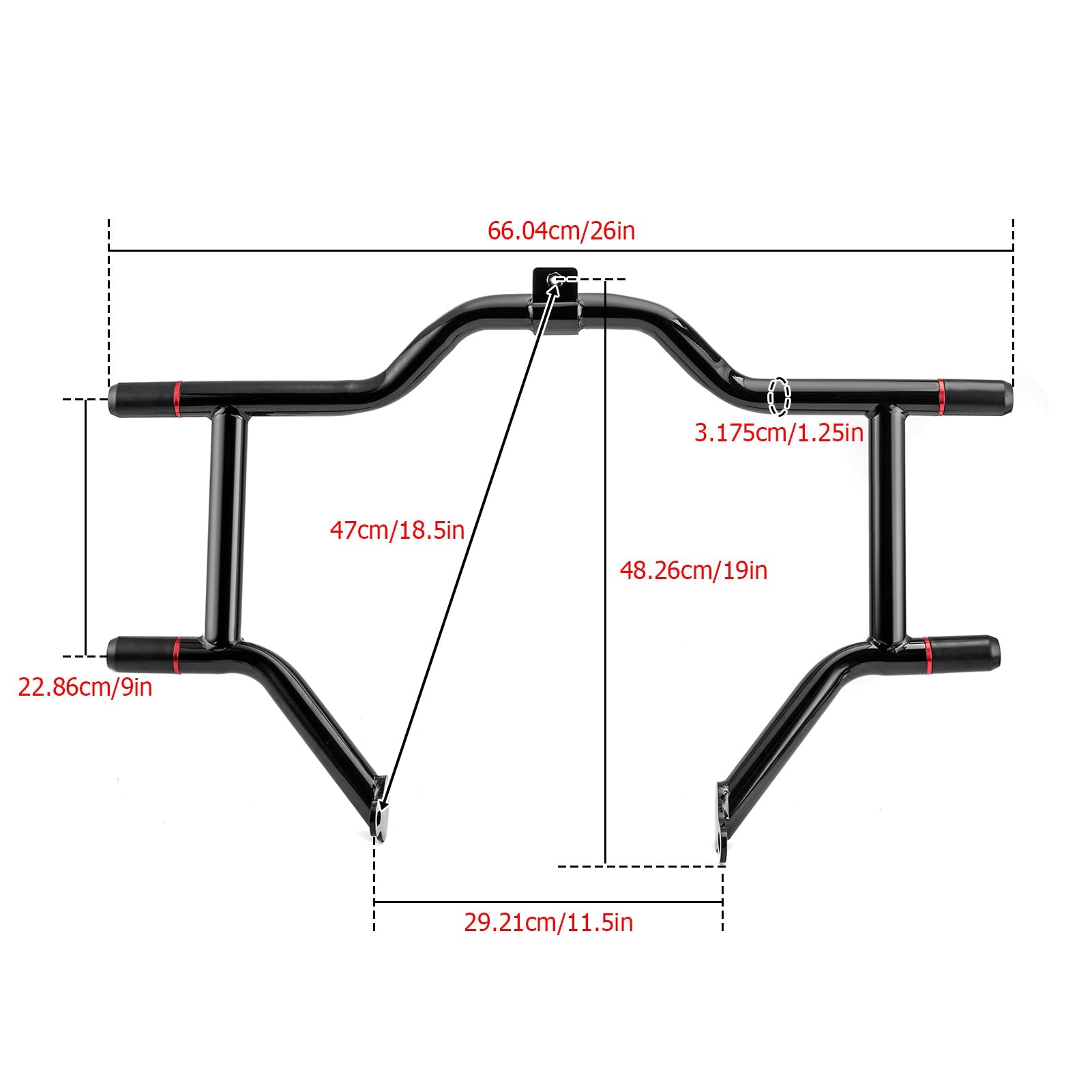 1997 - 2008 Harley Touring Models Steel Gloss Black Front Highway Engine Guard Crash Bar - Mofun - 90201122
