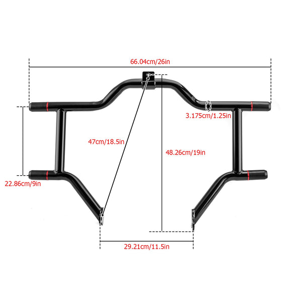 1997 - 2008 Harley Touring Models Steel Gloss Black Front Highway Engine Guard Crash Bar - Mofun - 90201122