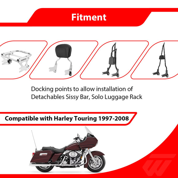 1997 - 2008 Harley Touring Quick Release Sissy Bar Docking Hardware Kit 53684 - 96A,53804 - 06 (C, E) - Mofun - 90303030