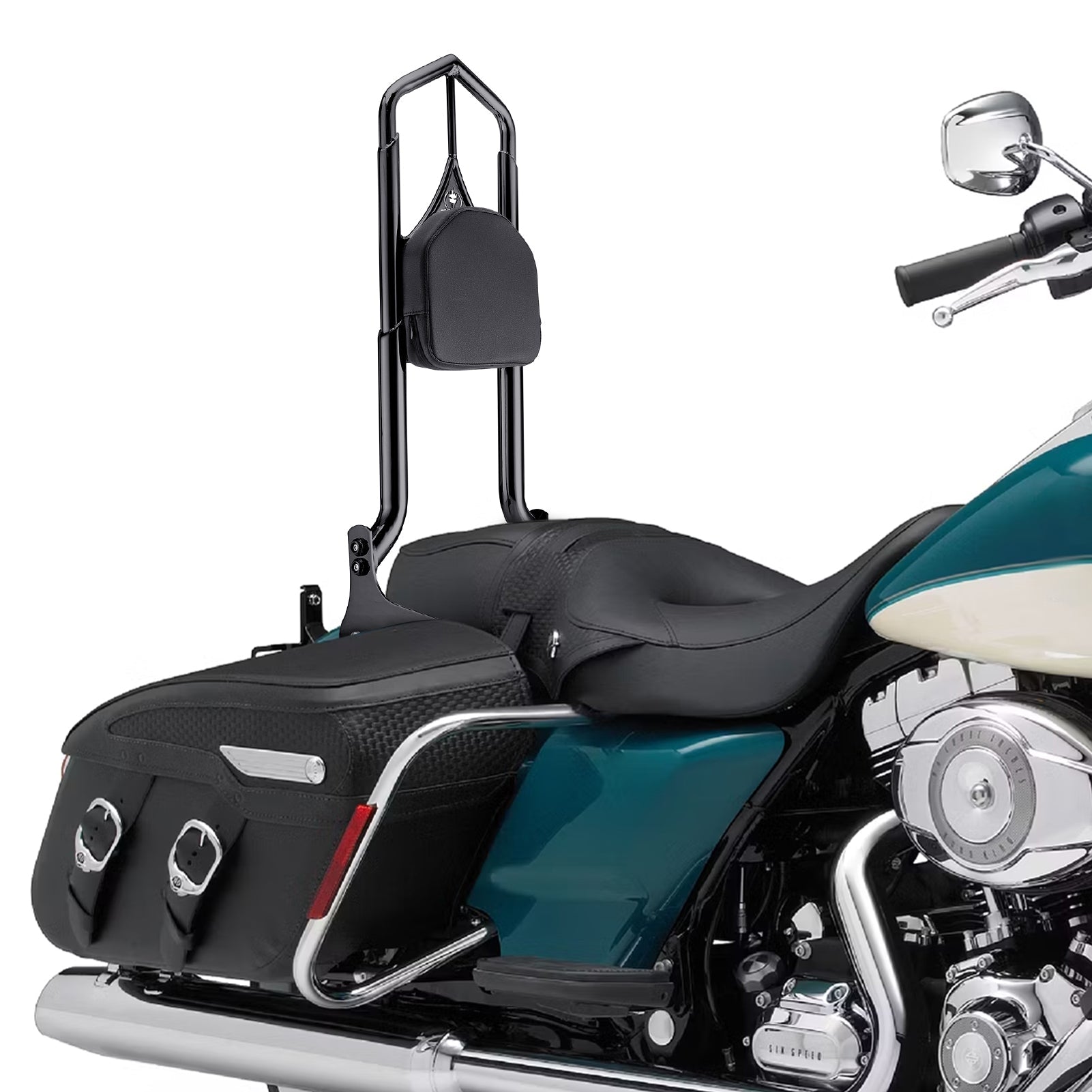 1997 - 2008 Harley Touring Road King Electra Glide Gloss Black Throne Passenger Sissy Bar Backrest - Mofun - 90302112