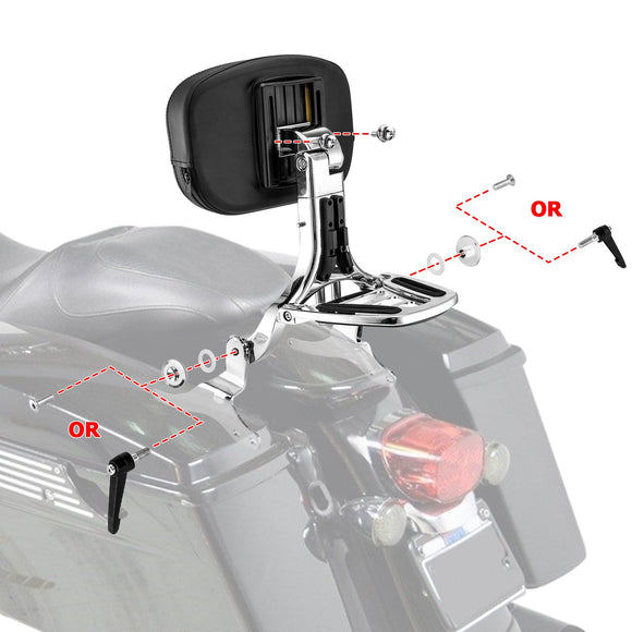 1997 - 2008 Harley Touring Steel & Aluminum Chrome Multi - Purpose Foldable Adjustable Backrest - Mofun - 90302157