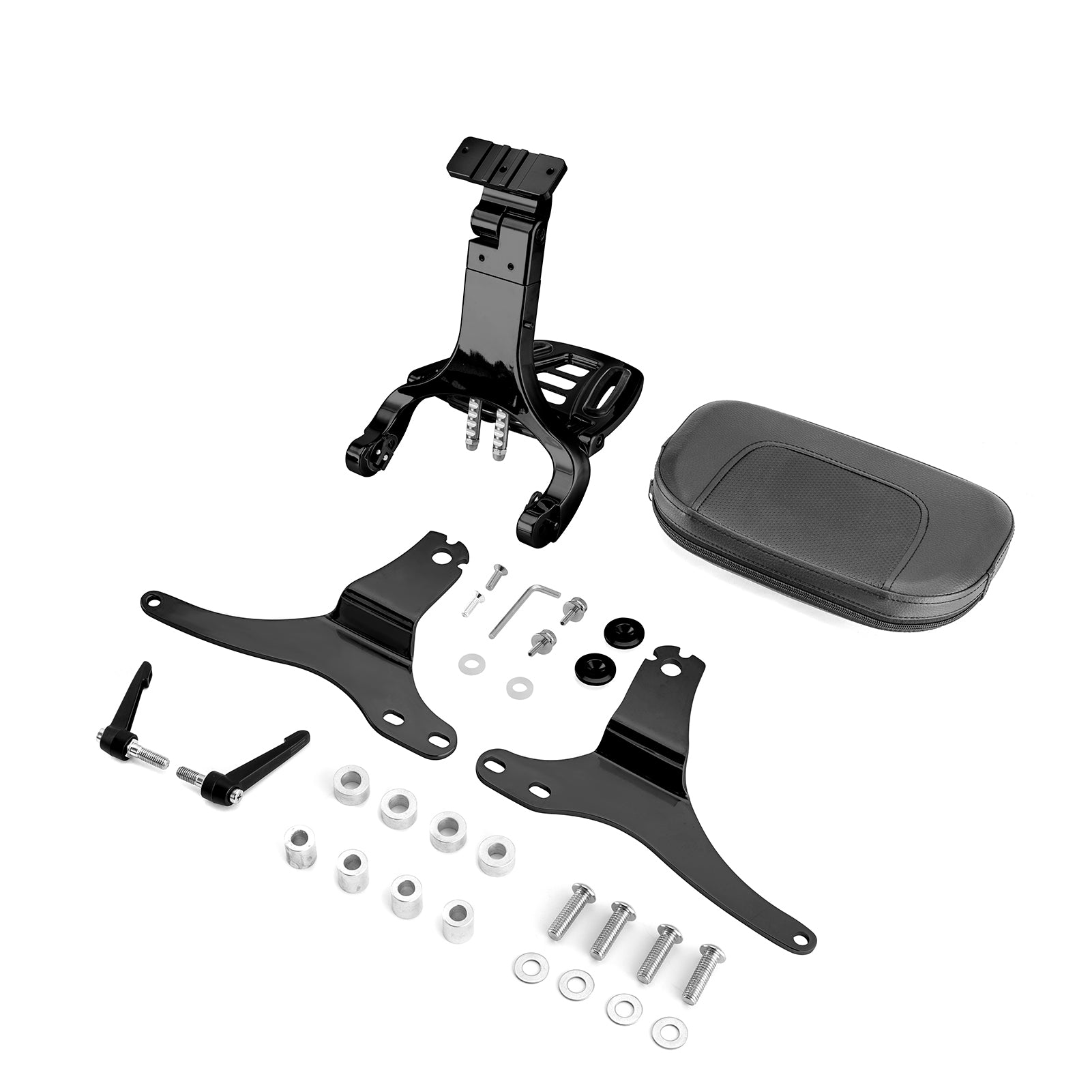 1998 - 2008 Harley Touring Road King Street Glide Gloss Black Multi - Purpose Adjustable Backrest - Mofun - 90302158