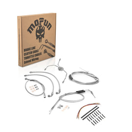 1999 - 2006 Harley Touring Road King/Road Glide Non - ABS Extended Handlebar Throttle and Idle Cable&Clutch Cable&Front Brake Line (for 10" - 12" Handlebar) - Mofun - 90109255