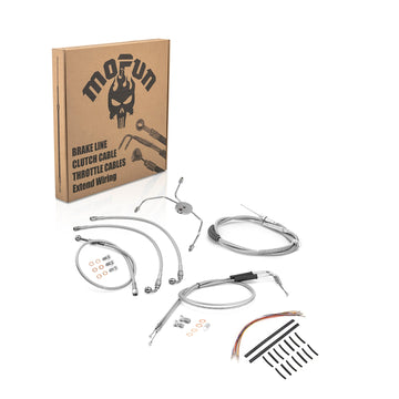 1999 - 2006 Harley Touring Road King/Road Glide Non - ABS Extended Handlebar Throttle and Idle Cable&Clutch Cable&Front Brake Line (for 10" - 12" Handlebar) - Mofun - 90109255