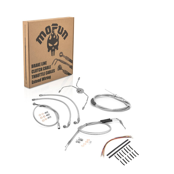 1999 - 2006 Harley Touring Road King/Road Glide Non - ABS Extended Handlebar Throttle and Idle Cable&Clutch Cable&Front Brake Line (for 10" - 12" Handlebar) - Mofun - 90109255