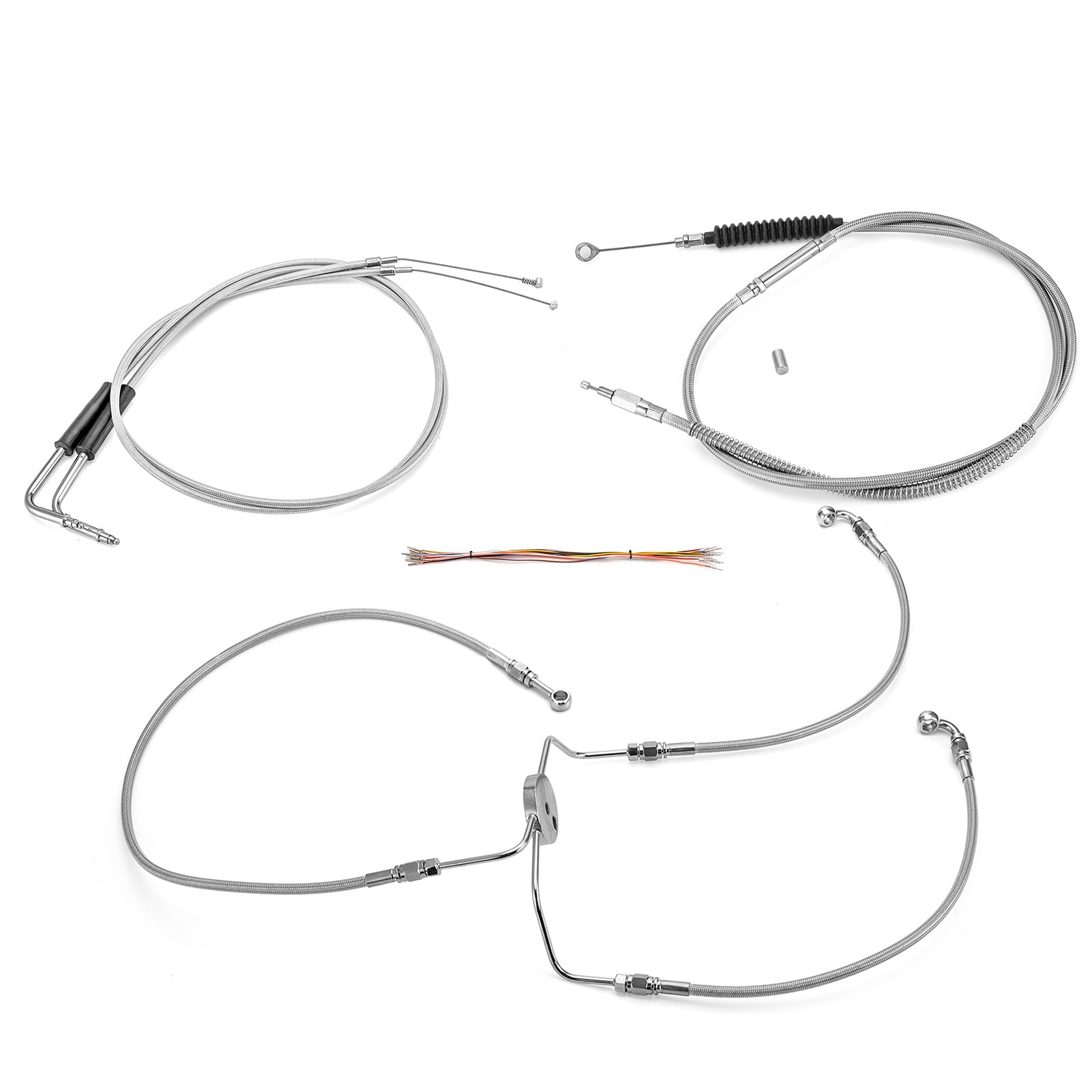 1999 - 2006 Harley Touring Road King/Road Glide Non - ABS Extended Handlebar Throttle and Idle Cable&Clutch Cable&Front Brake Line (for 10