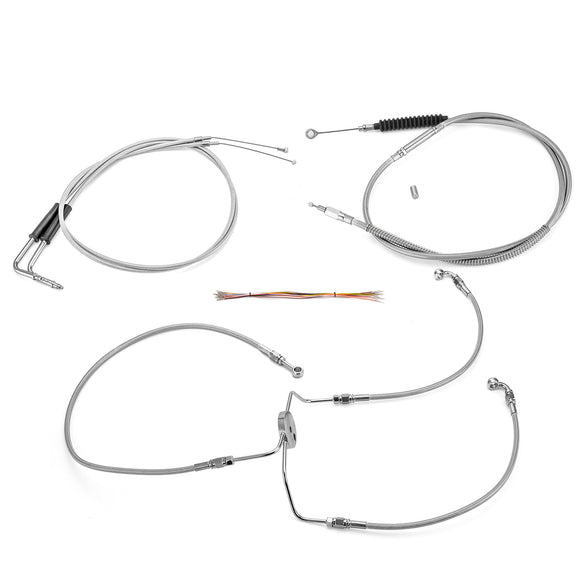 1999 - 2006 Harley Touring Road King/Road Glide Non - ABS Extended Handlebar Throttle and Idle Cable&Clutch Cable&Front Brake Line (for 10" - 12" Handlebar) - Mofun - 90109256