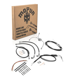 1999 - 2006 Harley Touring Road King/Road Glide Non - ABS Extended Handlebar Throttle and Idle Cable&Clutch Cable&Front Brake Line (for 10" - 12" Handlebar) - Mofun - 90109256