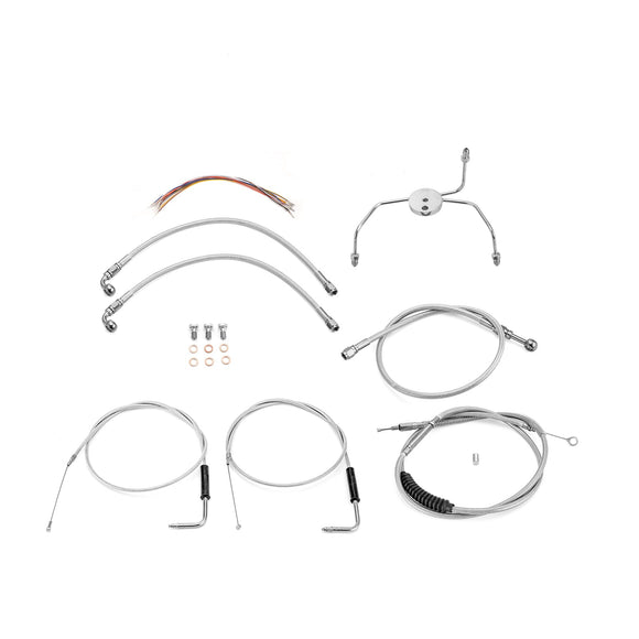 1999 - 2006 Harley Touring Road King/Road Glide Non - ABS Extended Handlebar Throttle and Idle Cable&Clutch Cable&Front Brake Line (for 12" - 14" Handlebar) - Mofun - 90109258