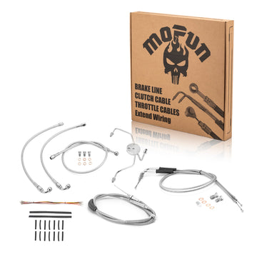 1999 - 2006 Harley Touring Road King/Road Glide Non - ABS Extended Handlebar Throttle and Idle Cable&Clutch Cable&Front Brake Line (for 12" - 14" Handlebar) - Mofun - 90109257