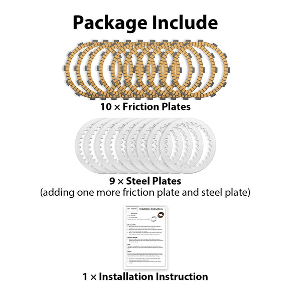 1999 - 2017 Harley Touring Softail Dyna Trike Twin Cam Models Clutch Steel Plate & Clutch Friction Plates Kit - Mofun - 90507009