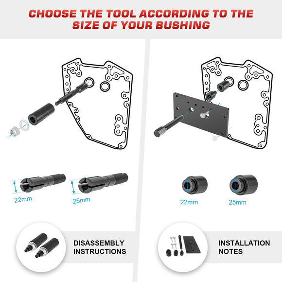 1999 - 2017 Harley Twin Cam Engine Inner Cam Bearing Installer & Puller Tool Kit - Mofun - HD035
