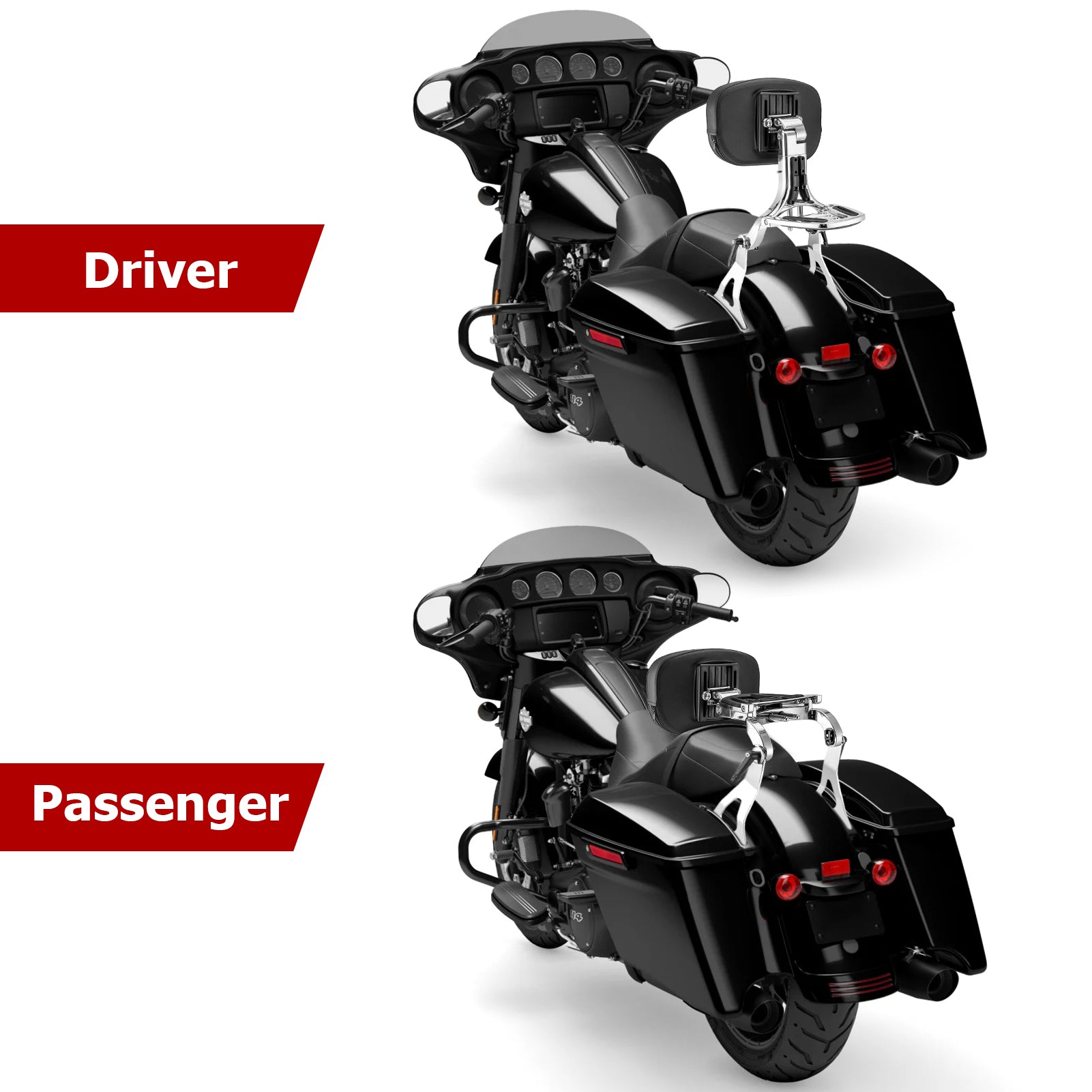 2014-2023 Harley Touring Steel & Aluminum Passenger Driver Backrest Multi-Purpose Adjustable Backrest