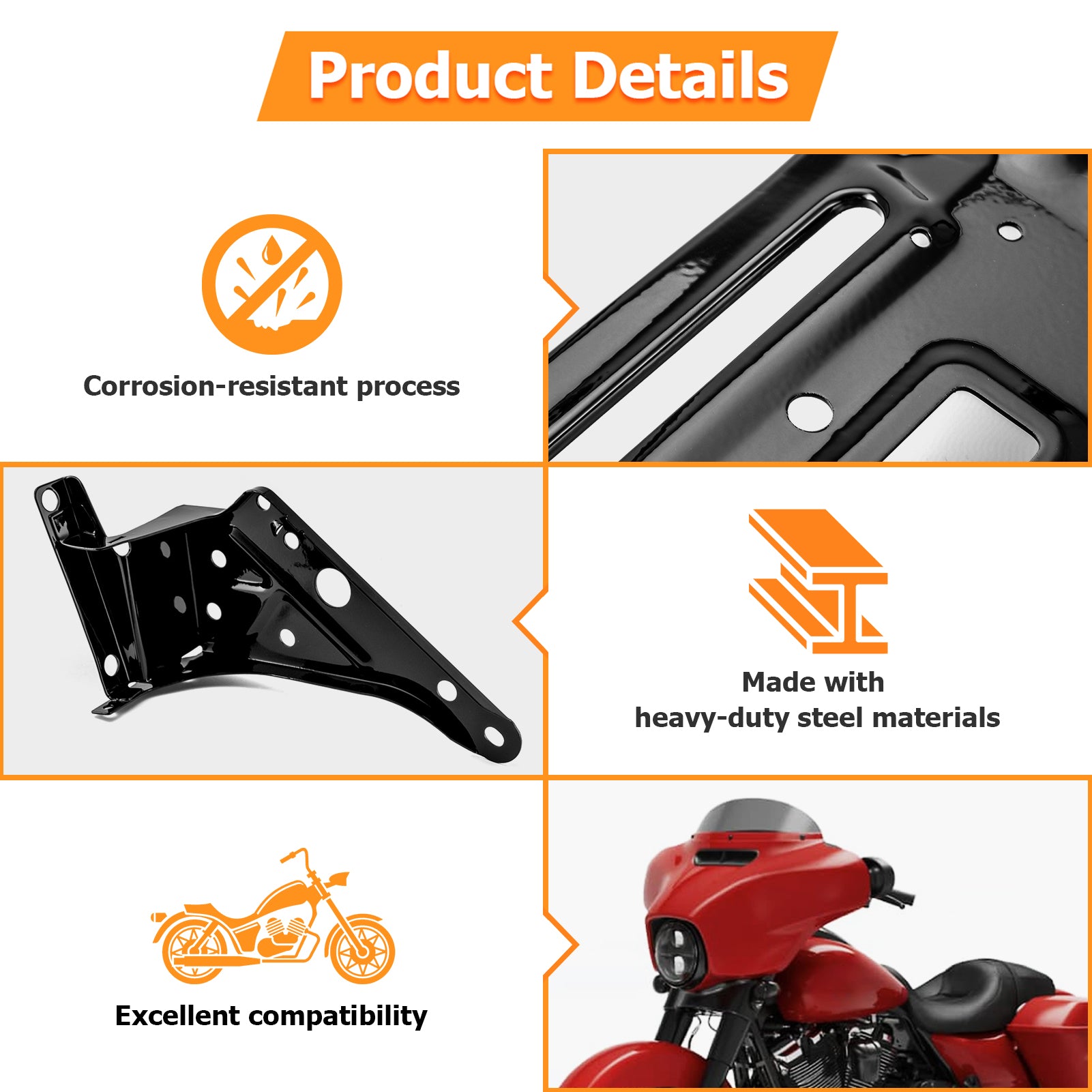 Harley Electra Glide Ultra Limited Heavy-Duty Steel Inner Fairing Bracket & Inner Fairing Radio Bracket