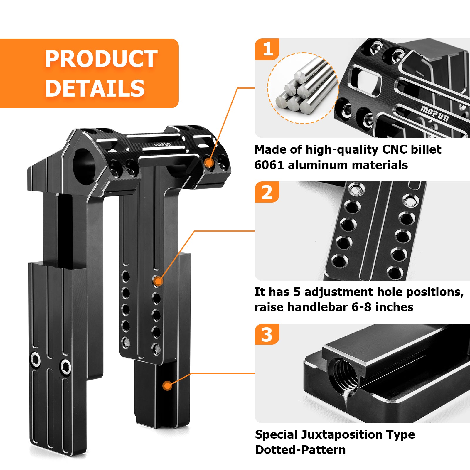 Harley Touring Road King Sportster 1000 1200 883 Adjustable 6"-8" Height 1" Clamp Diameter Handlebar Riser