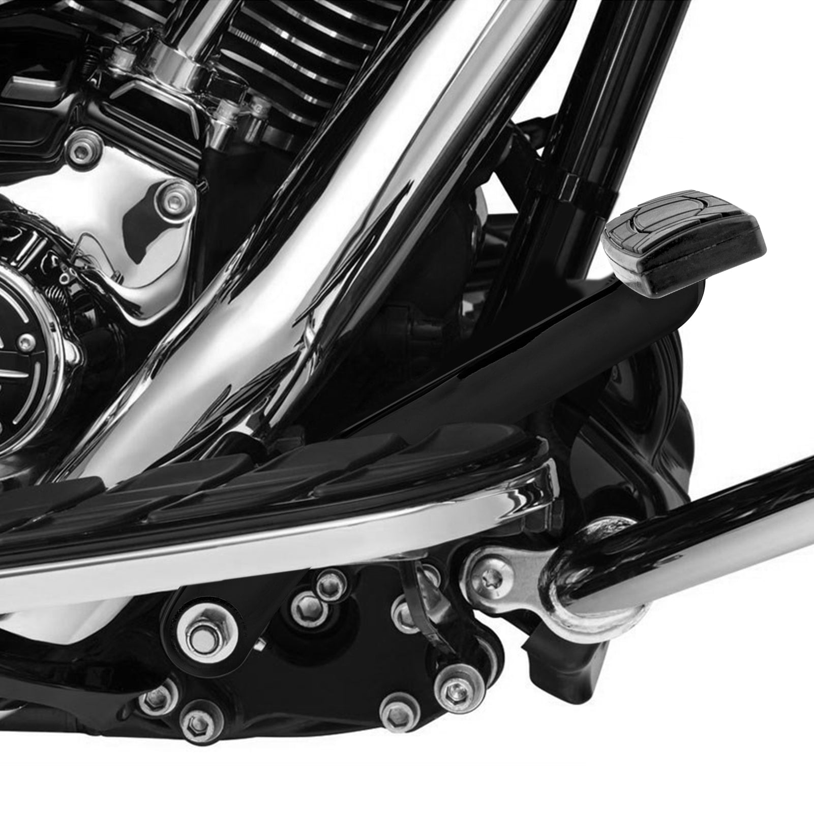 2014-2023 Harley Electra Glide Road Glide Road King Without Fairing Lowers Gloss Black Steel Extended Brake Pedals-6