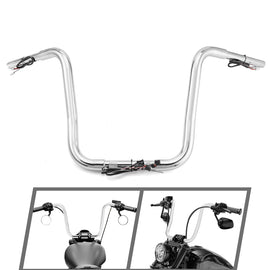 Chrome 14" Rise Pre - Wired Handlebar for 2011 - 2024 Harley Softails & 2015 - Later Harley Touring Road King - Mofun - 90101661