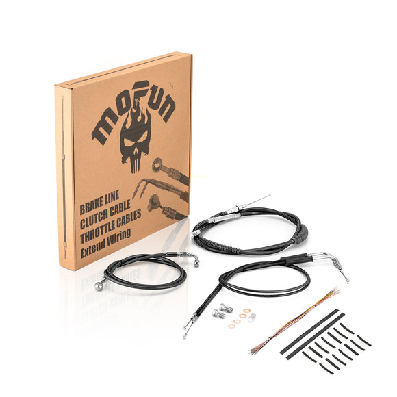 2000–2006 Harley Softail Heritage Classic/Deuce/Night Train Non - ABS Extended Handlebar Throttle and Idle Cable&Clutch Cable&Front Brake Line (for 12" - 14" Handlebar) - Mofun - 90109260