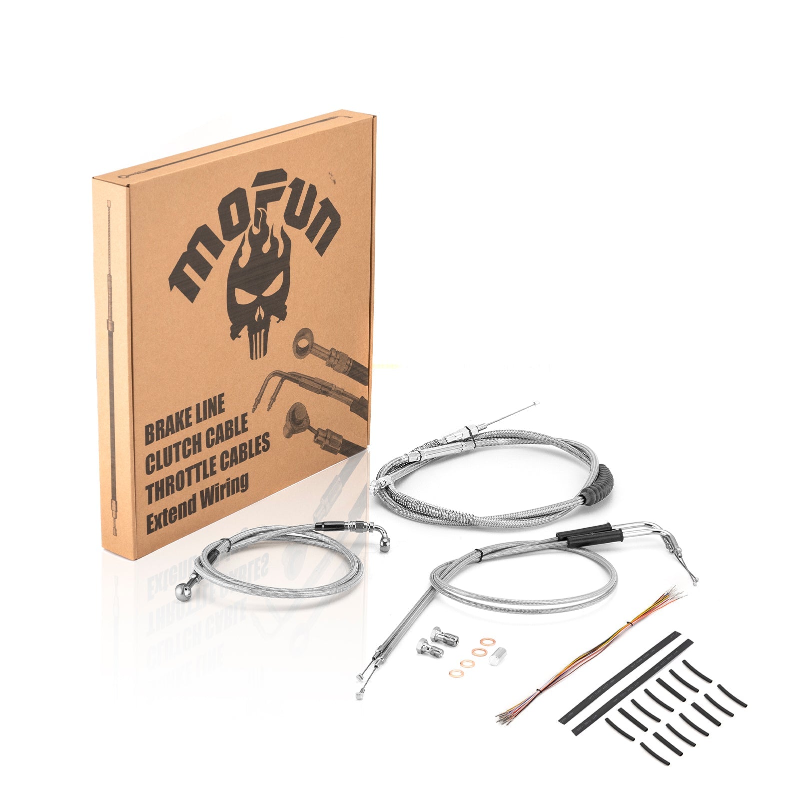 2000–2006 Harley Softail Heritage Classic/Deuce/Night Train Non - ABS Extended Handlebar Throttle and Idle Cable&Clutch Cable&Front Brake Line (for 12