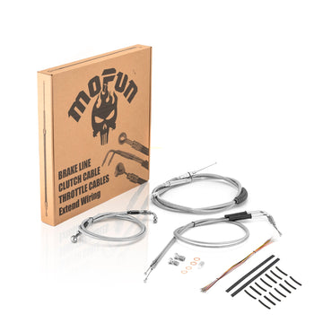 2000–2006 Harley Softail Heritage Classic/Deuce/Night Train Non - ABS Extended Handlebar Throttle and Idle Cable&Clutch Cable&Front Brake Line (for 12" - 14" Handlebar) - Mofun - 90109259