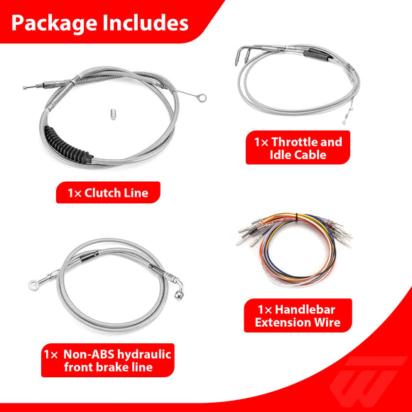 2000–2006 Harley Softail Heritage Classic/Deuce/Night Train Non - ABS Extended Handlebar Throttle and Idle Cable&Clutch Cable&Front Brake Line (for 12" - 14" Handlebar) - Mofun - 90109260