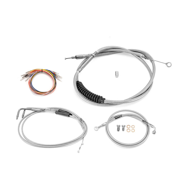 2000–2006 Harley Softail Heritage Classic/Deuce/Night Train Non - ABS Extended Handlebar Throttle and Idle Cable&Clutch Cable&Front Brake Line (for 12" - 14" Handlebar) - Mofun - 90109260