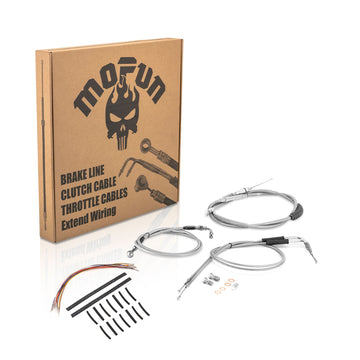 2000–2006 Harley Softail Heritage Classic/Deuce/Night Train Non - ABS Extended Handlebar Throttle and Idle Cable&Clutch Cable&Front Brake Line (for 16" - 18" Handlebar) - Mofun - 90109261