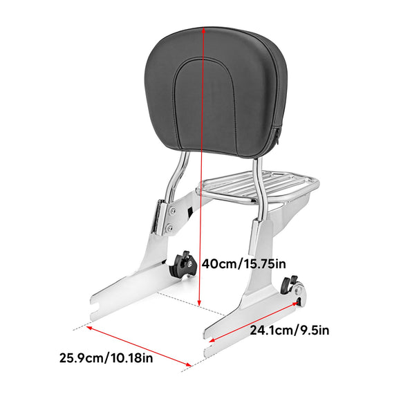 2000 - 2017 Harley Softail Standard Height 15.75" Chrome Passenger Backrest Sissy Bar - Mofun - 90302037