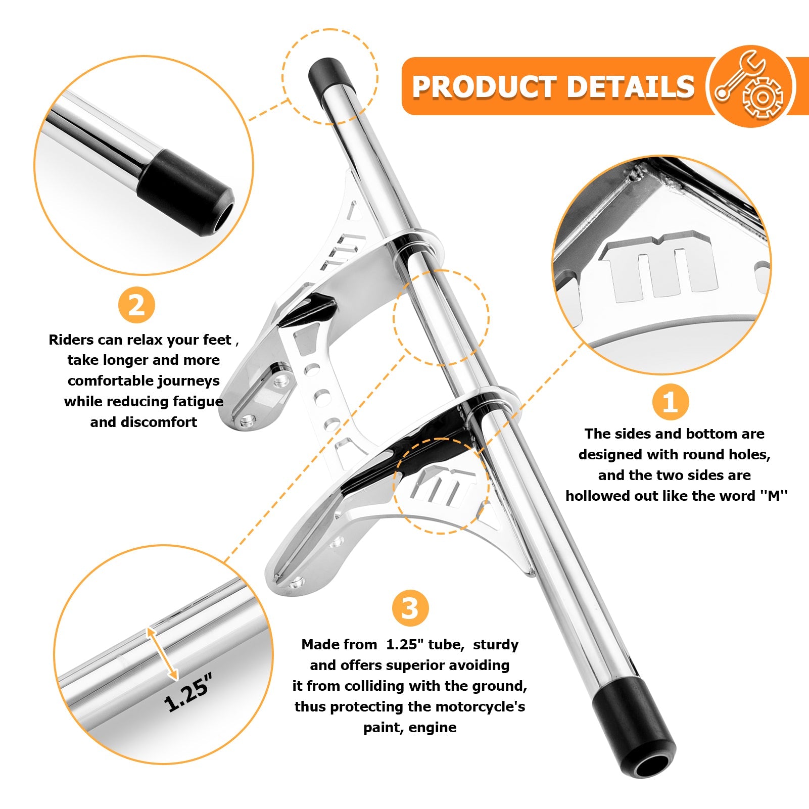 1.25" Engine Guard Highway Crash Bar For Harley Sportster XL 883 1200 (2004-2022) – Gloss Black – TCMT