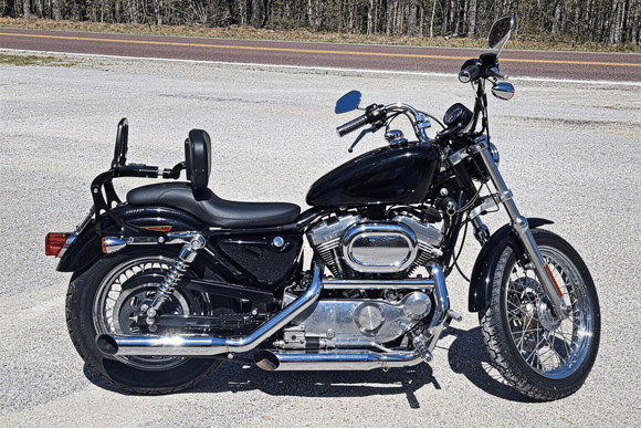 2004 - 2022 Harley Sportster XL 883 1200 Gloss Black Foldable Multi - Purpose Adjustable Backrest Sissy Bar - Mofun - 90302169