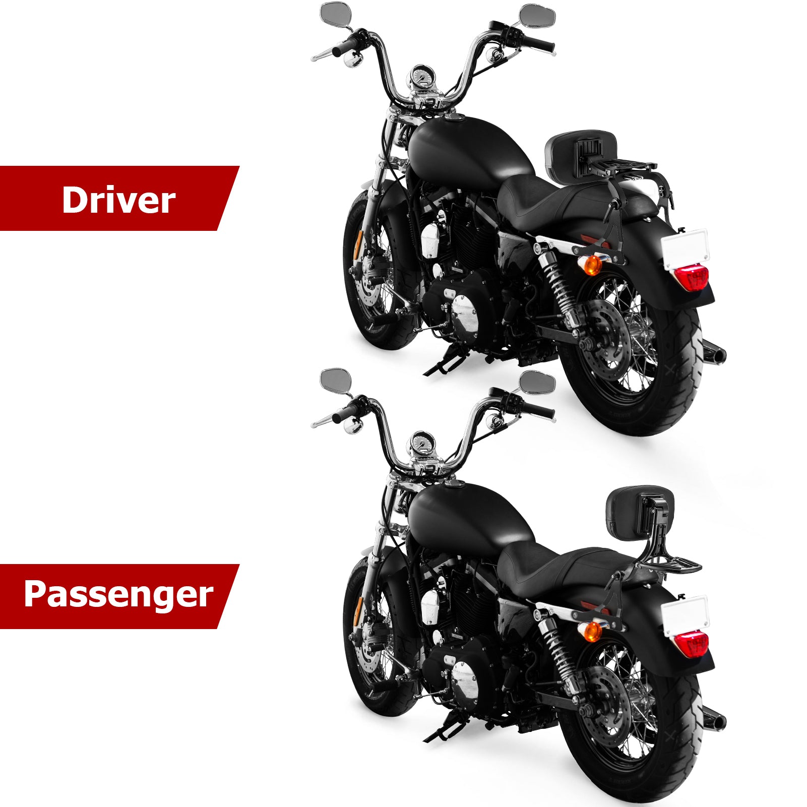 2004 - 2022 Harley Sportster XL 883 1200 Gloss Black Foldable Multi - Purpose Adjustable Backrest Sissy Bar - Mofun - 90302169