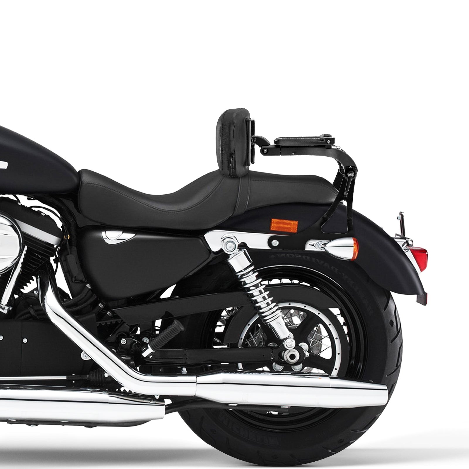 2004 - 2022 Harley Sportster XL 883 1200 Gloss Black Foldable Multi - Purpose Adjustable Backrest Sissy Bar - Mofun - 90302169