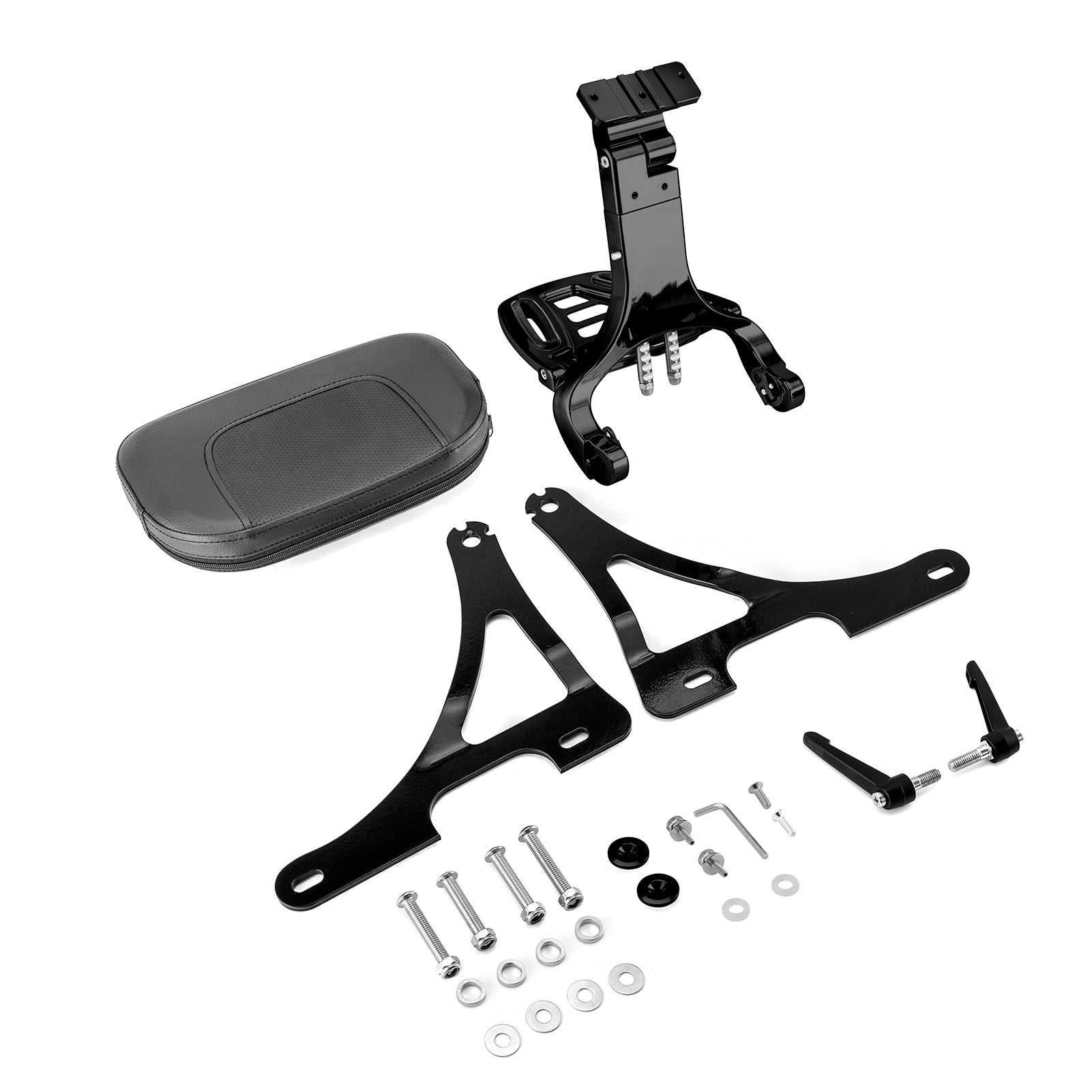 2004 - 2022 Harley Sportster XL 883 1200 Gloss Black Foldable Multi - Purpose Adjustable Backrest Sissy Bar - Mofun - 90302169