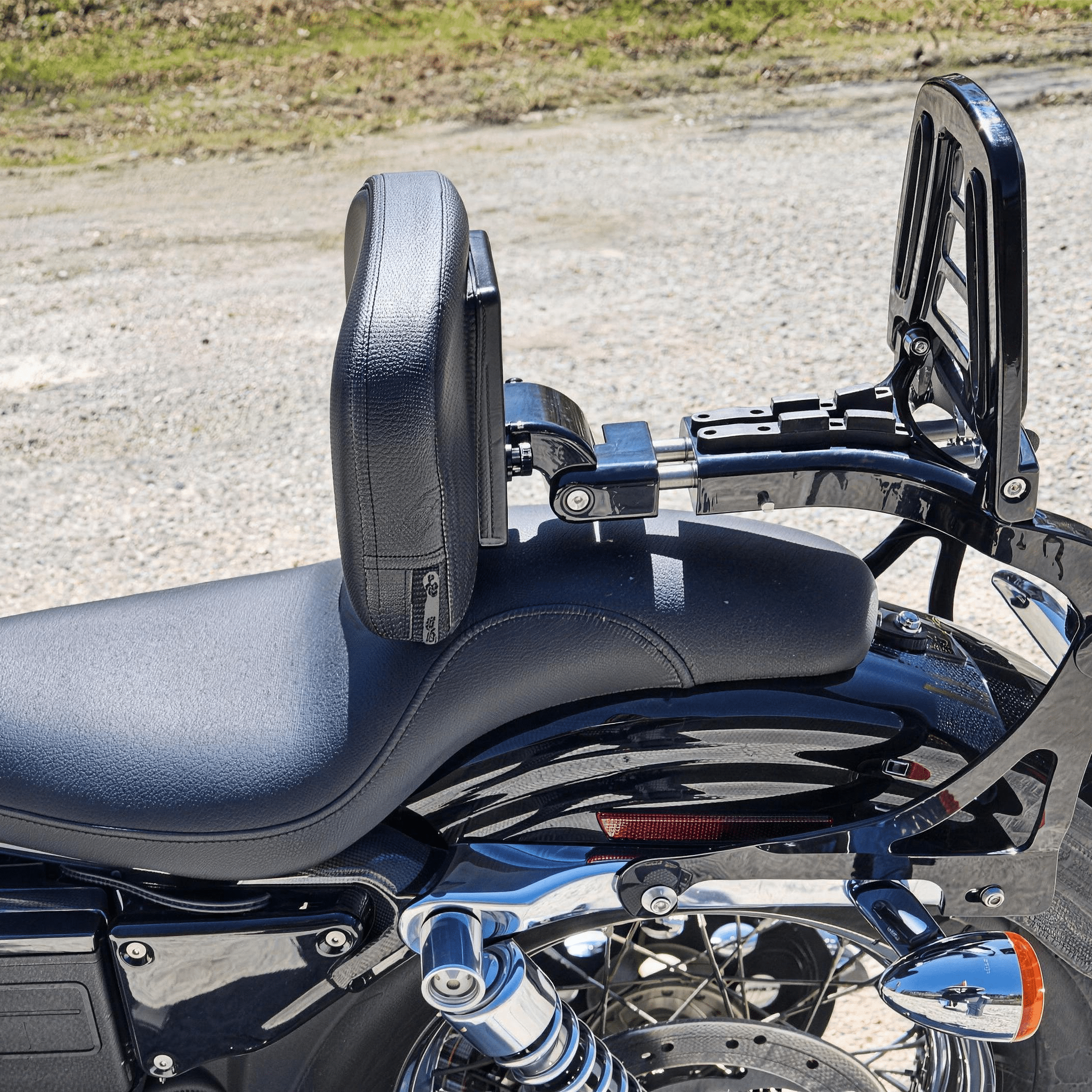 2004 - 2022 Harley Sportster XL 883 1200 Gloss Black Foldable Multi - Purpose Adjustable Backrest Sissy Bar - Mofun - 90302169