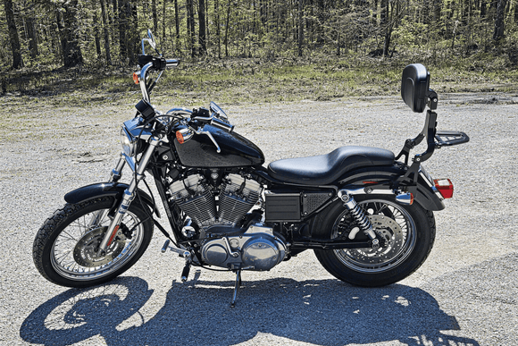 2004 - 2022 Harley Sportster XL 883 1200 Gloss Black Foldable Multi - Purpose Adjustable Backrest Sissy Bar - Mofun - 90302169