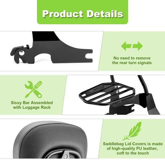 2004 - 2023 Harley Sportster XL 883 1200 Passenger Backrest Sissy bar & Luggage Rack Kit - Mofun - 90302066