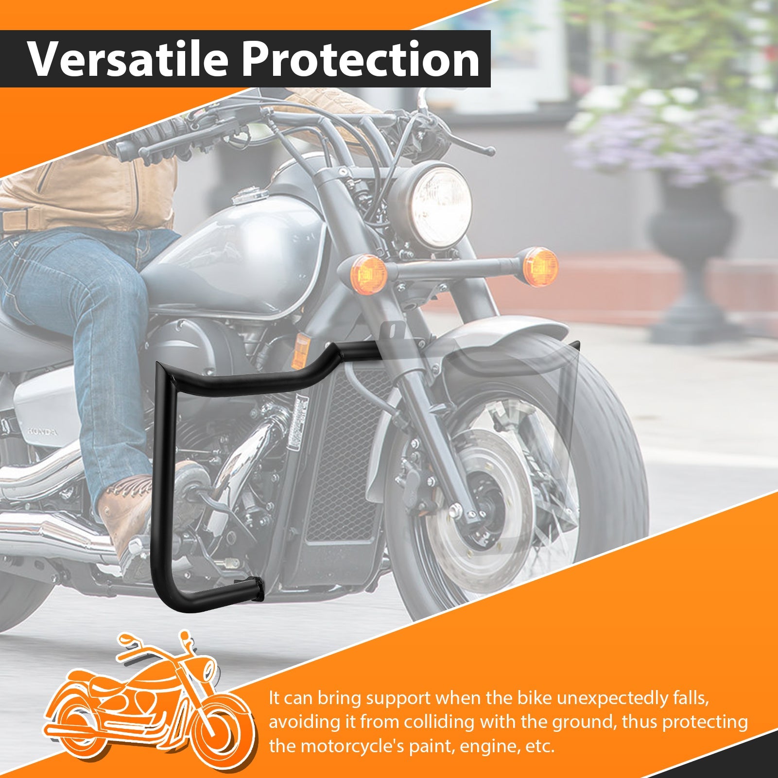 2004 - 2025 Honda VT750 Shadow AERO/Phantom/Spirit C2 Flat - Sharp Angle Front Engine Guard Crash Bar - Mofun - 90201107