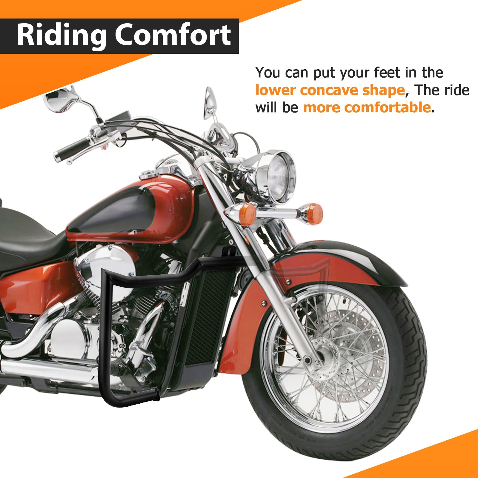 2004 - 2025 Honda VT750 Shadow AERO/Phantom/Spirit C2 Flat - Sharp Angle Front Engine Guard Crash Bar - Mofun - 90201107